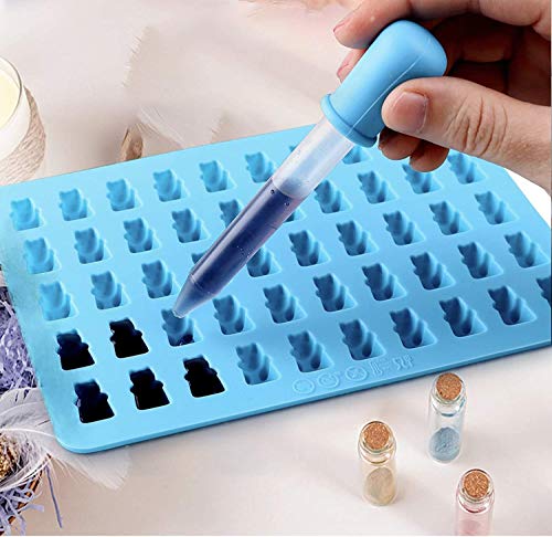 3 Pieces Silicone Chocolate Molds, Reusable Candy Baking Mold Ice Cube Trays Candies Making Supplies with 2 Droppers, Nonstick Silicone Gummy Molds Including Mini Dinosaur, Hearts, Bear Shape