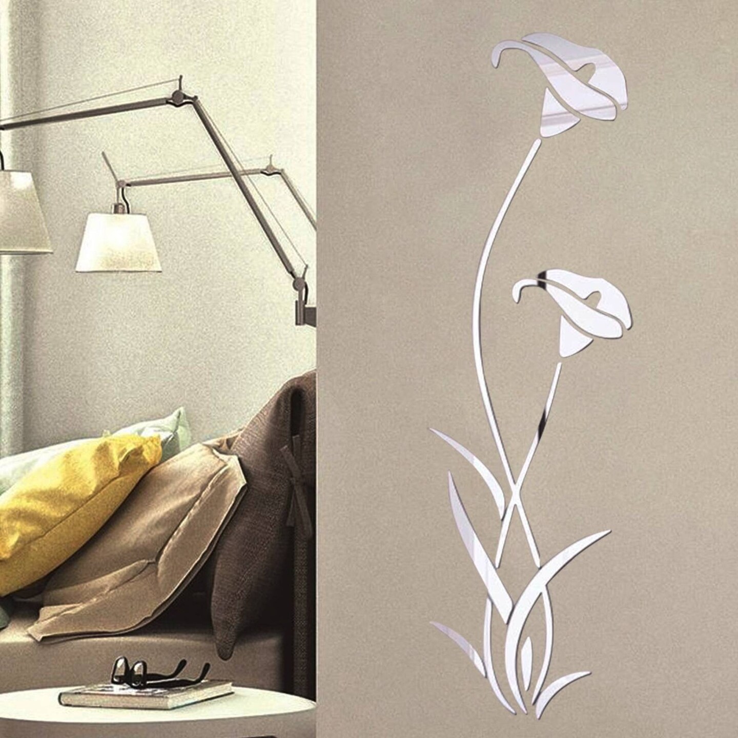 Removable 3D Mirror Flower Wall Sticker for DIY Home Decor