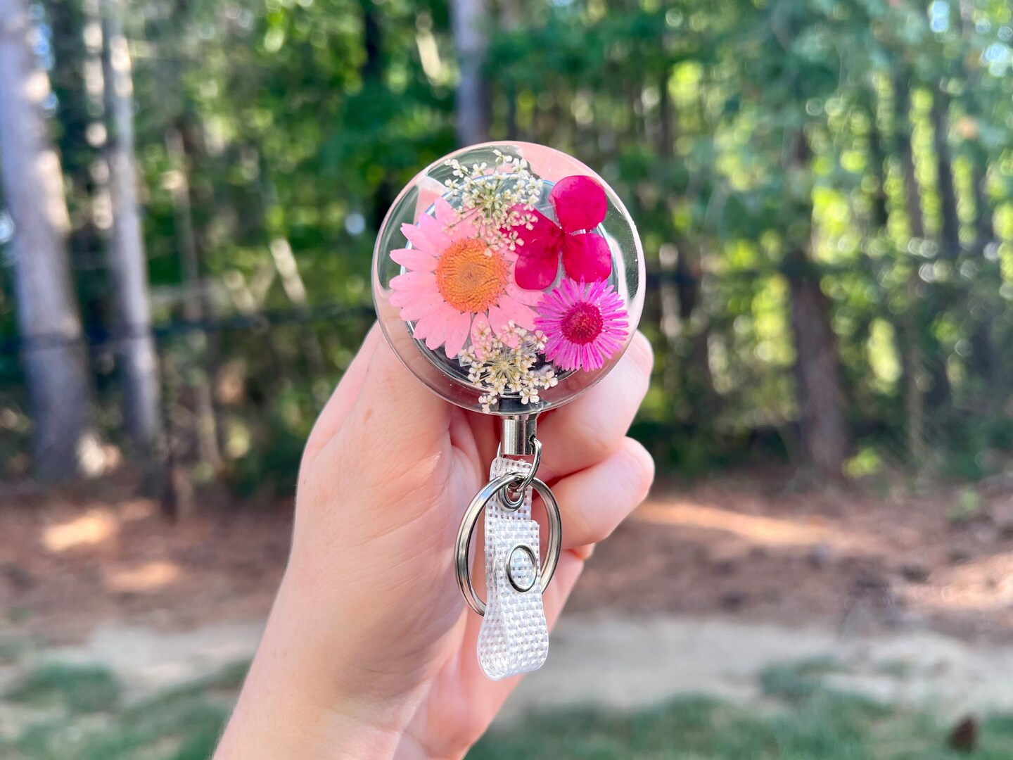 Customized Real Flower HEAVY DUTY Badge Reel, Clinical Social Worker LCSW,  Floral Badge Holder, Acrylic, Interchangeable & Retractable 