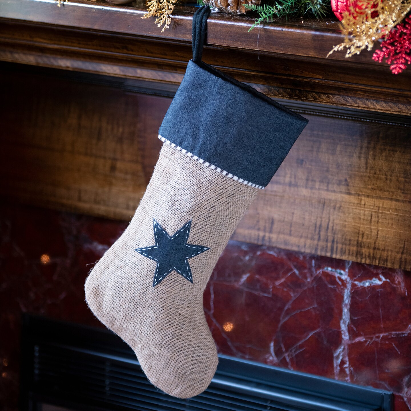 Jute Stocking with Dress Denim Star
