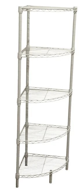 5-Shelf Steel Corner Wire Shelving Unit, 14&#x22;W x 14&#x22;D x 47&#x22;H, White