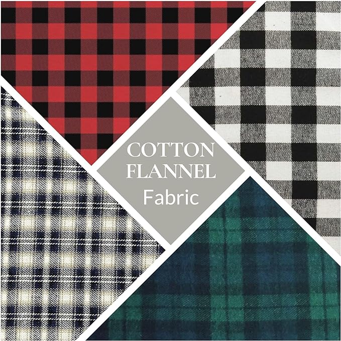 FabricLA 100% Cotton Flannel Fabric - 58/60&#x22; Inches (150 CM) - Cotton Tartan Flannel Fabric - Use as Blanket, PJ, Shirt, Cloth Flannel Craft Fabric - Blue &#x26; Green, 5 Continuous Yard