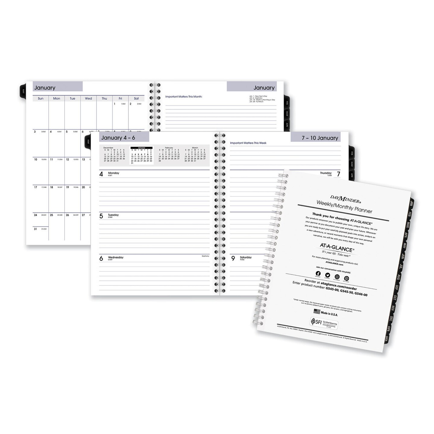 At-A-Glance DayMinder Executive Weekly/Monthly Refill, 8.75 x 7, White ...