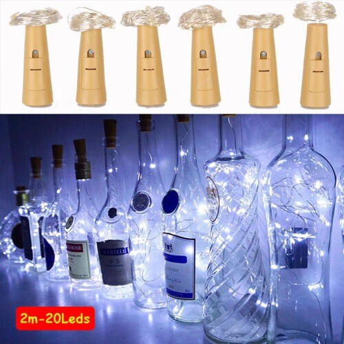 10-Pack Wine Bottle Cork Lights - 20 LED Battery-Operated String Lights