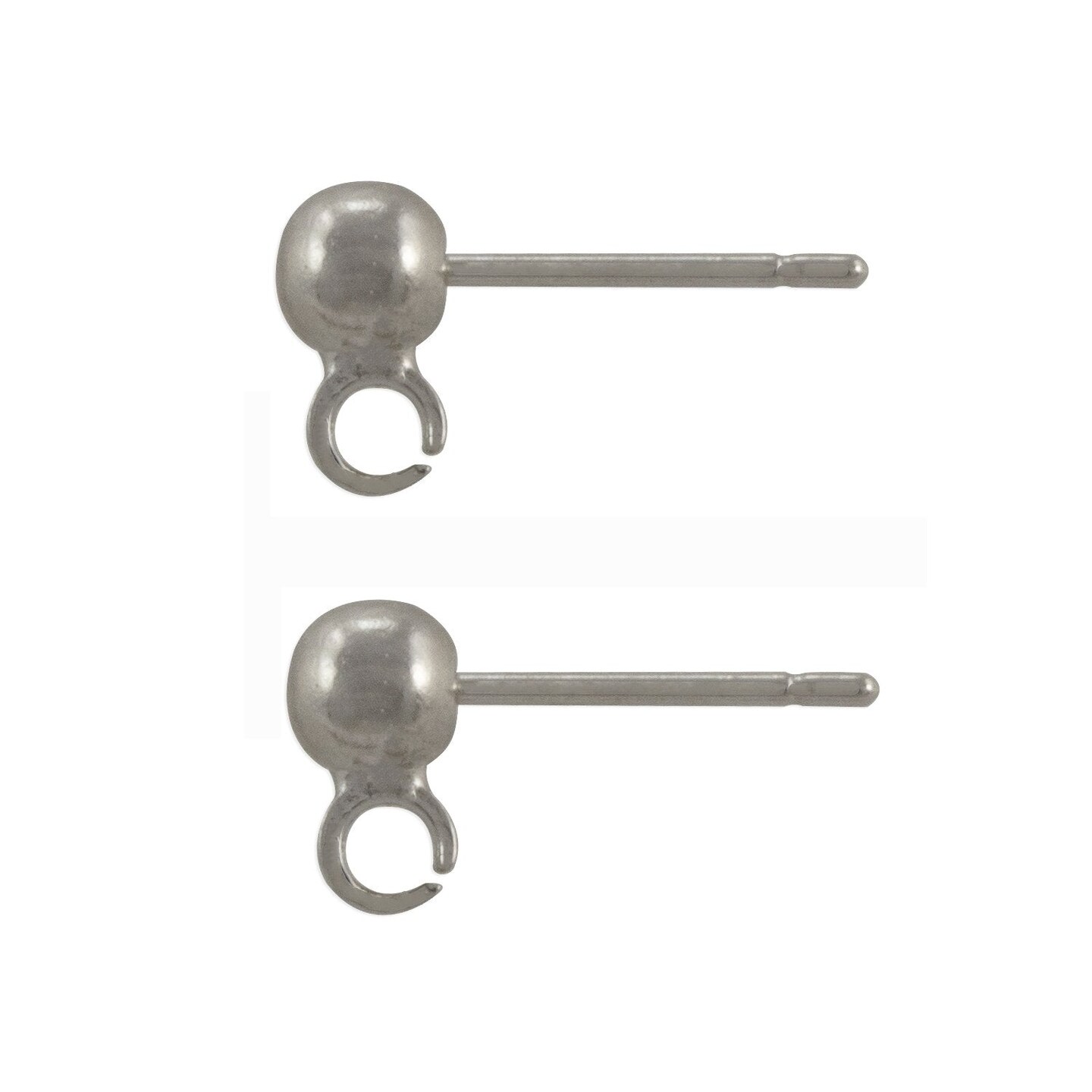 JewelrySupply Surgical Stainless Steel 4mm Ball Posts Earrings with Open Ring (1 Pair of DIY Earrings)