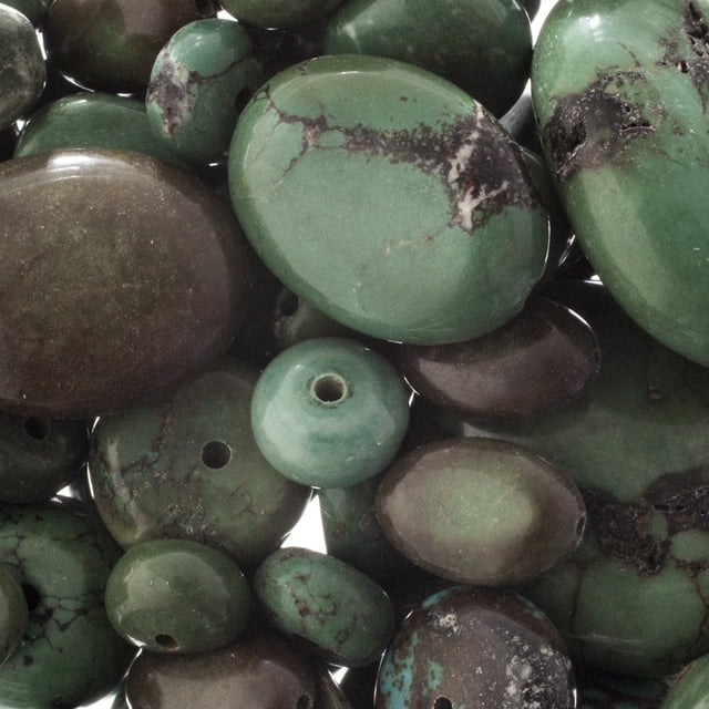 Earth's Jewels Turquoise Green & Black Natural Stone Bead Assortment