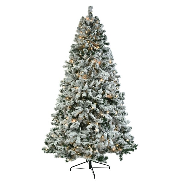 7.5ft Automatic Tree Structure Material Green Flocking 350 Lights Warm  Color 9 Modes With Remote Control 1450 Branches Christmas Tree