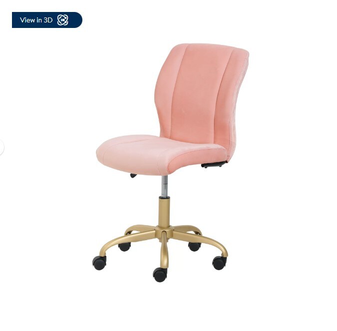 Pearl Blush Plush Velvet Office Chair