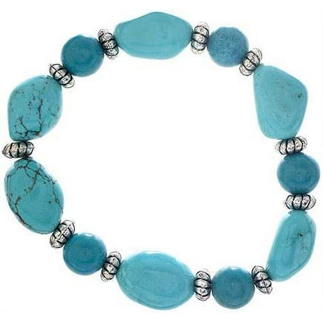 Earth&#x27;s Jewels Semi-Precious Dyed Stabilized Green Turquoise Stretch Bracelets