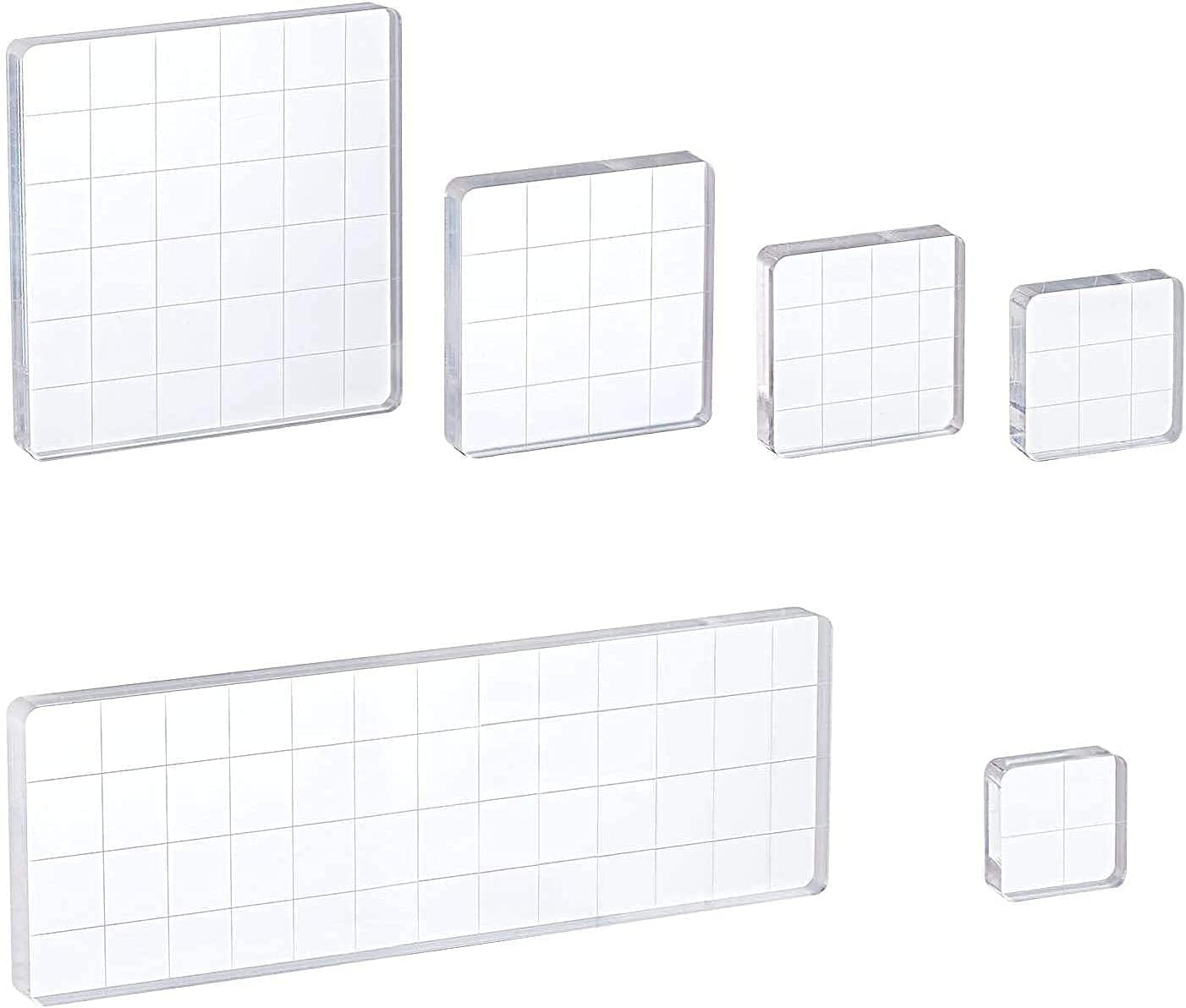 Stamp Blocks Acrylic Clear Stamping Blocks Tools with Grid Lines