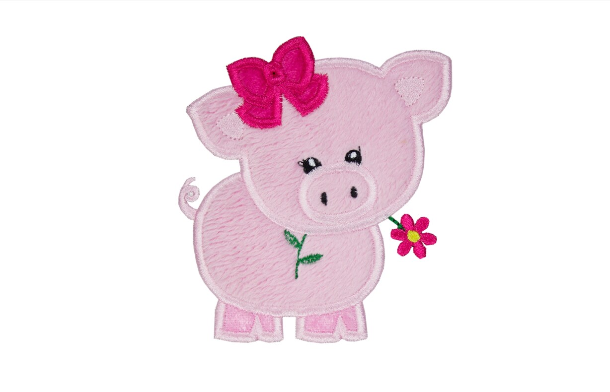 Ms Pig with Pink Bow Girls Sew or Iron on Patch | MakerPlace