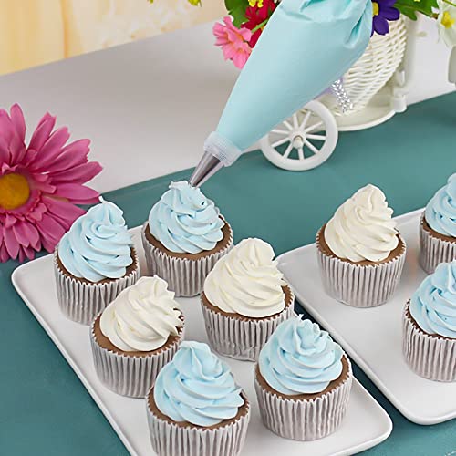 100 Pcs  Piping Bags and Tips Set, 12 Inch Pastry Bags, Icing Bags Disposable for Cakes Decorating Kit Supplies with 1 Reusable Piping Bags, 1 Couplers, 12 Frosting Tips, 2 Bag Ties, 3 Cake Scraper