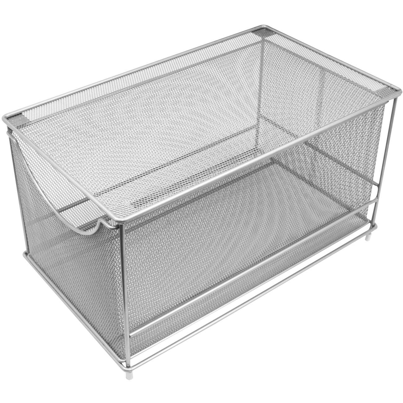 Sorbus Mesh Cabinet Organizer Basket With Sliding Drawer —Stackable, Ideal for Countertop, Cabinet, Pantry, Under the Sink, Desktop and More