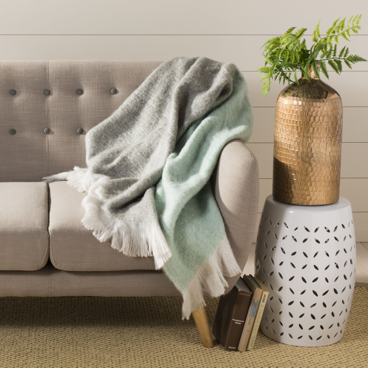 Safavieh Kartia Throw Blanket Grey / Aqua