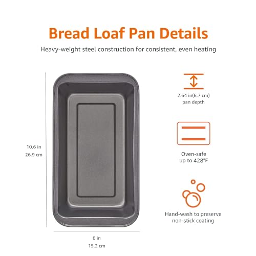 2 PACK  Rectangular Baking Bread Loaf Pan, 9.5 x 5 Inch, Set of 2, Gray