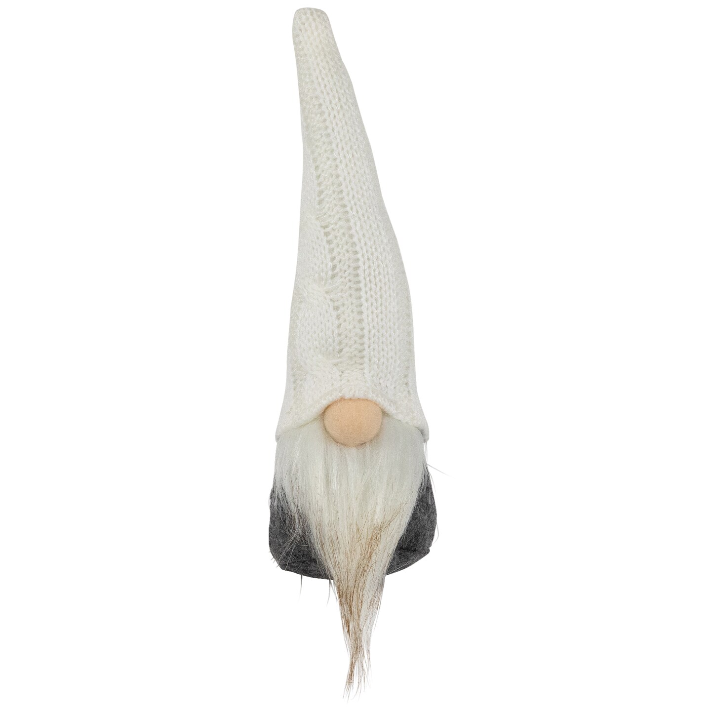 Northlight Gnome with Cable Knit Hat Christmas Decoration - 8&#x22; - Gray and White