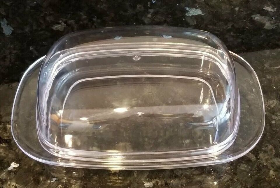 Large Clear Acrylic Covered Double Wide Butter Serving Storage.