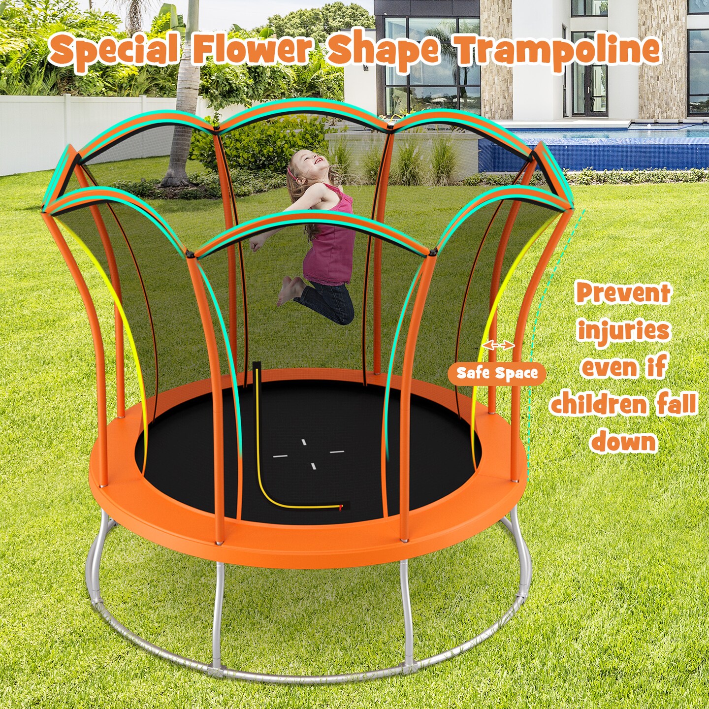 Unique Flower Shape Trampoline with Galvanized Steel Frame