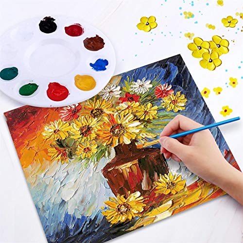 72 PCS Professional Painting Set with Easels, 6 PCS Wood Easels,6 Packs of 60 Brushes with Nylon Brush Head and 6 pcs Palettes, Painting Supplies kit for Kids &#x26; Adults to Painting Party.