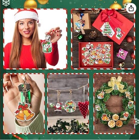 24pcs Diamond Art Keychains, Diamond Painting Advent Calendar 2023 DIY Diamond Painting Kits Decorations Ideas, Christmas Countdown Calendar for Kids Girls Favors for a Party