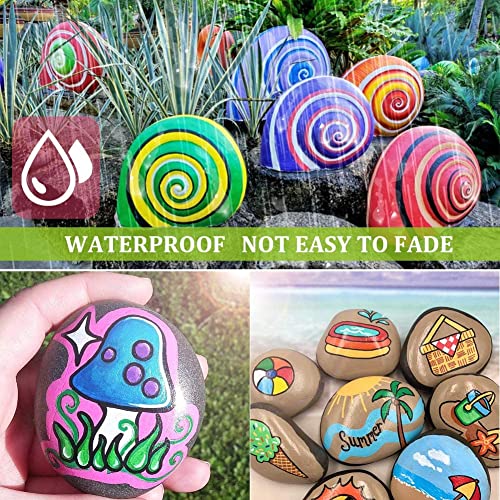 12 Colors Acrylic Paint Pens, Marker Pens for DIY Craft Projects Waterproof Paint Art Marker for Rock Painting, Ceramic, Glass,Canvas,Mug,Wood,0.7mm fine tip (12 PCS)