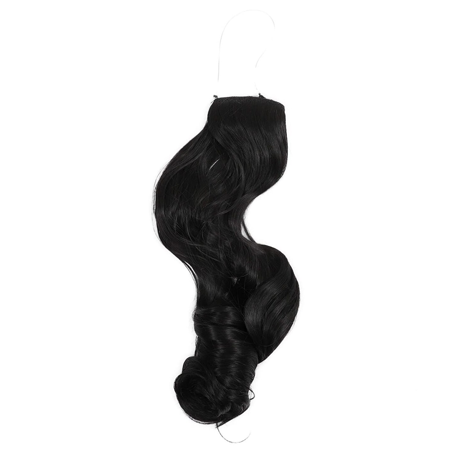 Wavy Curls Hair Extension with Invisible Halo Headband (Black, 24 In)