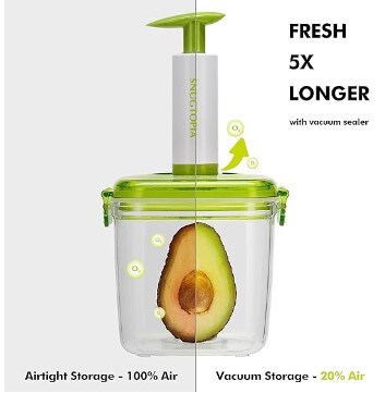 Vacuum Seal Food Storage Container Set - Fresh Save with Locking Lids for Vegetables, Fruits, Meal Prep, Marinating Meat - 2 Pcs, BPA Free, Leak Proof, Dishwasher Safe