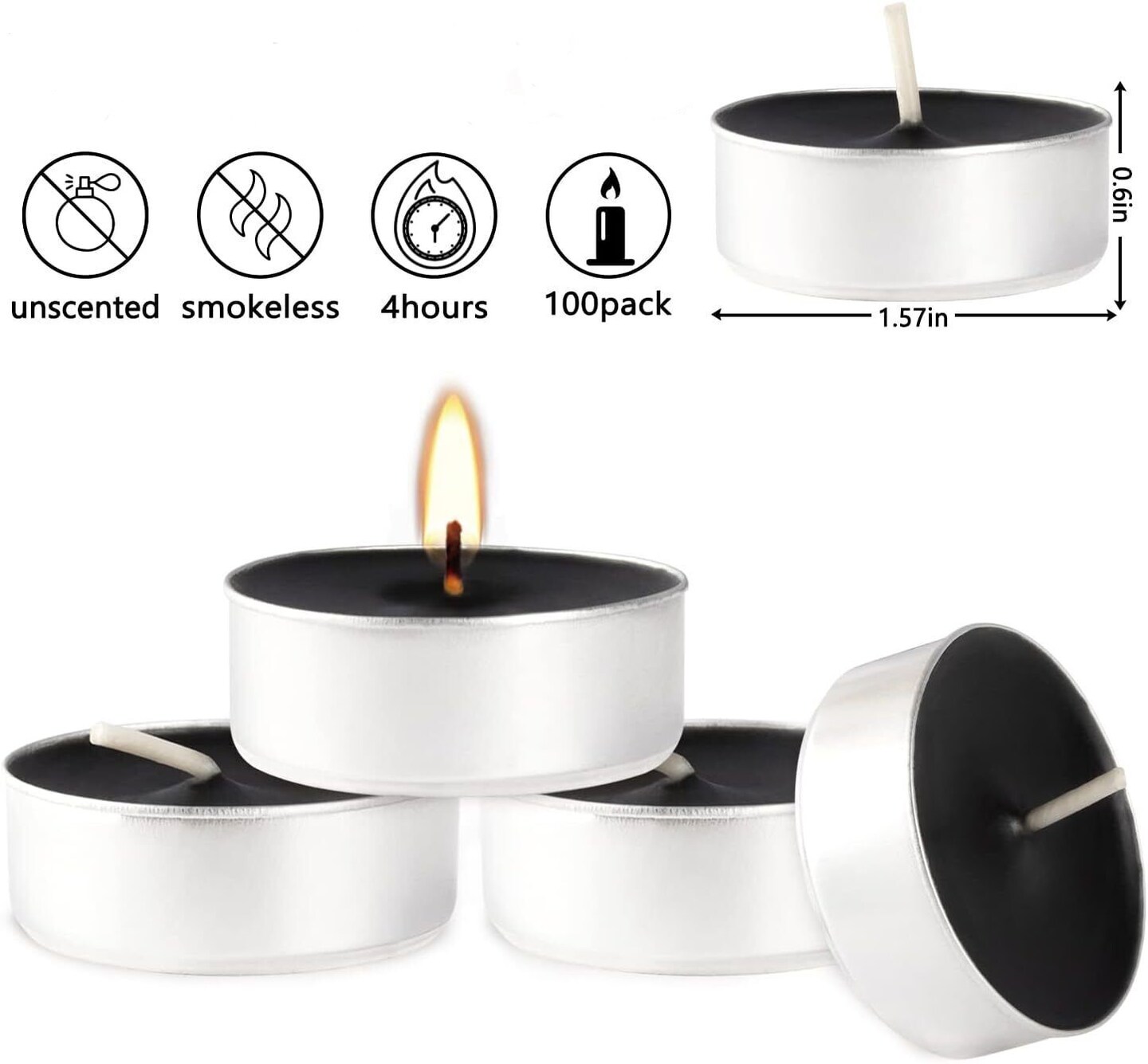 Kitcheniva Black Tealight Candles Unscented 100 Pcs Michaels