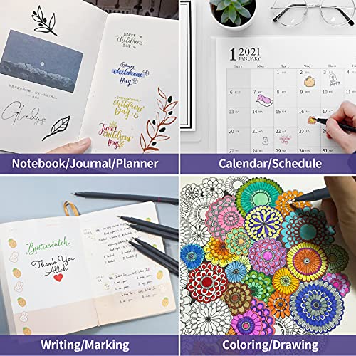24 Colored Journaling , Fine Line Point Drawing Marker Pens for Writing Journaling Planner Coloring Book Sketching Taking Note Calendar Art Projects Office School Supplies (24 Colors)