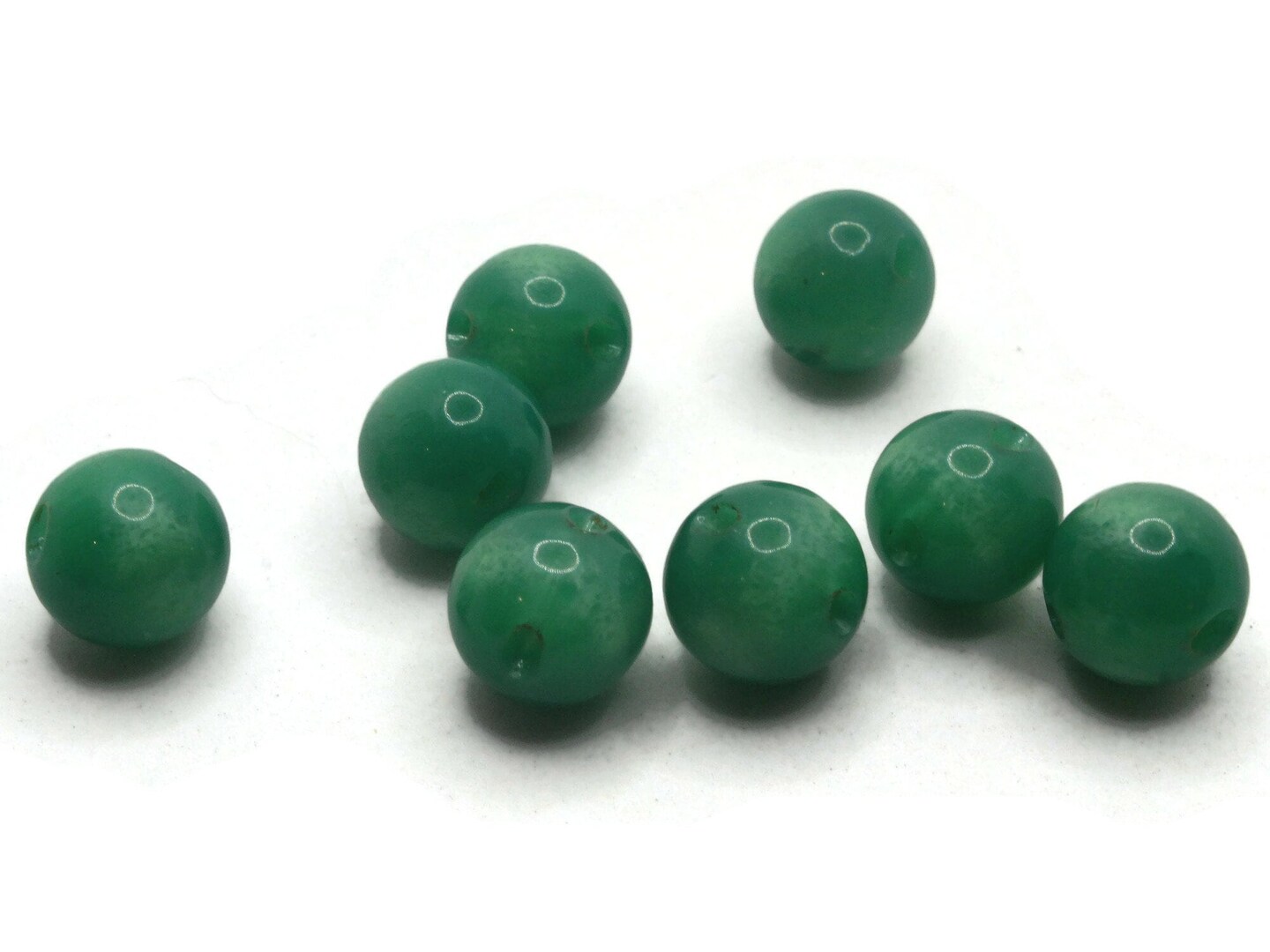 8 12mm 1/2 Inch Green Vintage Moonglow Lucite Round Ball Buttons