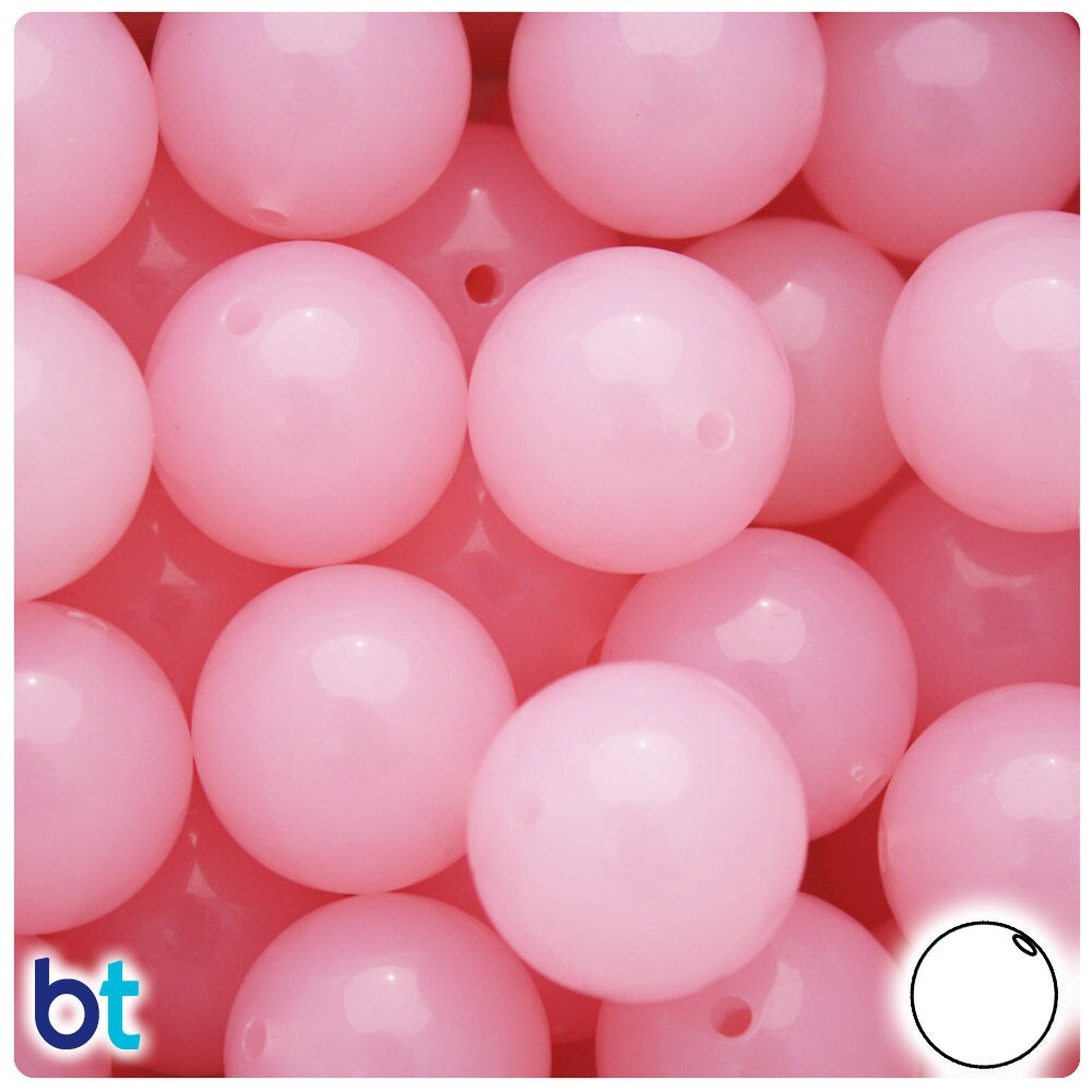 BeadTin Light Pink Translucent 20mm Round Plastic Craft Beads (10pcs)