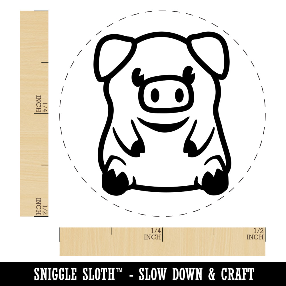 Cute Little Pig Sitting Self-Inking Rubber Stamp for Stamping Crafting Planners