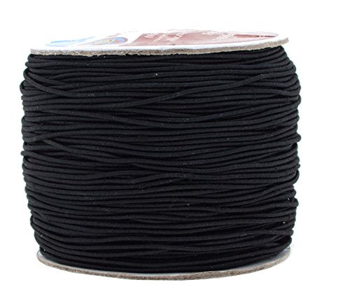 109 Yards Mandala Crafts 1 mm Elastic Cord Stretchy String for Bracelets, Necklaces, Jewelry Making, Beading, Masks; Black