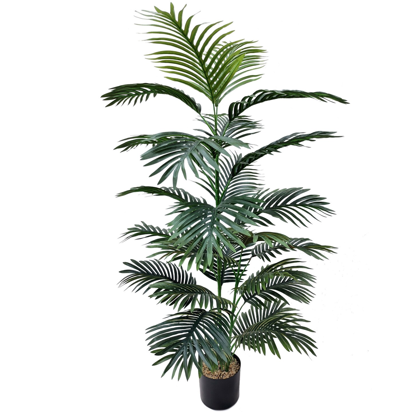 4ft Areca Palm Tree in Black Pot with Realistic Silk Leaves by Floral Home&#xAE;