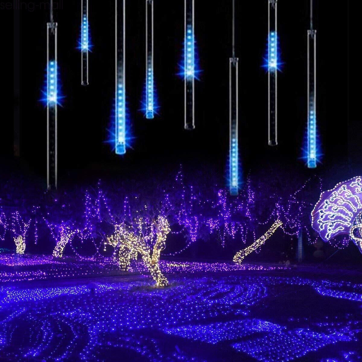 LED Meteor Shower Lights Outdoor Falling Rain Drop Icicle String Waterproof