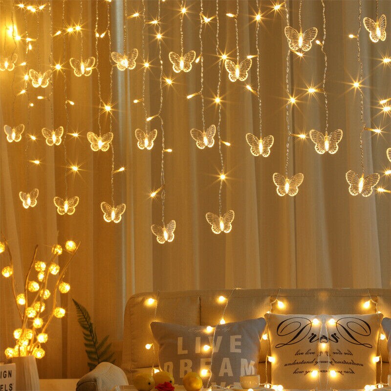 Kitcheniva 96 LED Butterfly Fairy String Curtain Christmas Decor