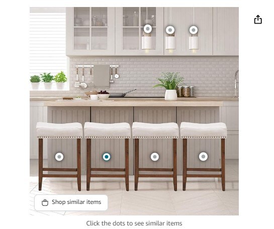 24-inch Height Backless Saddle Stools with Brass Nailhead Trim, Thick Cushion, Solid Wood Legs, Modern Bar Stools for Kitchen Island Bistro, Beige