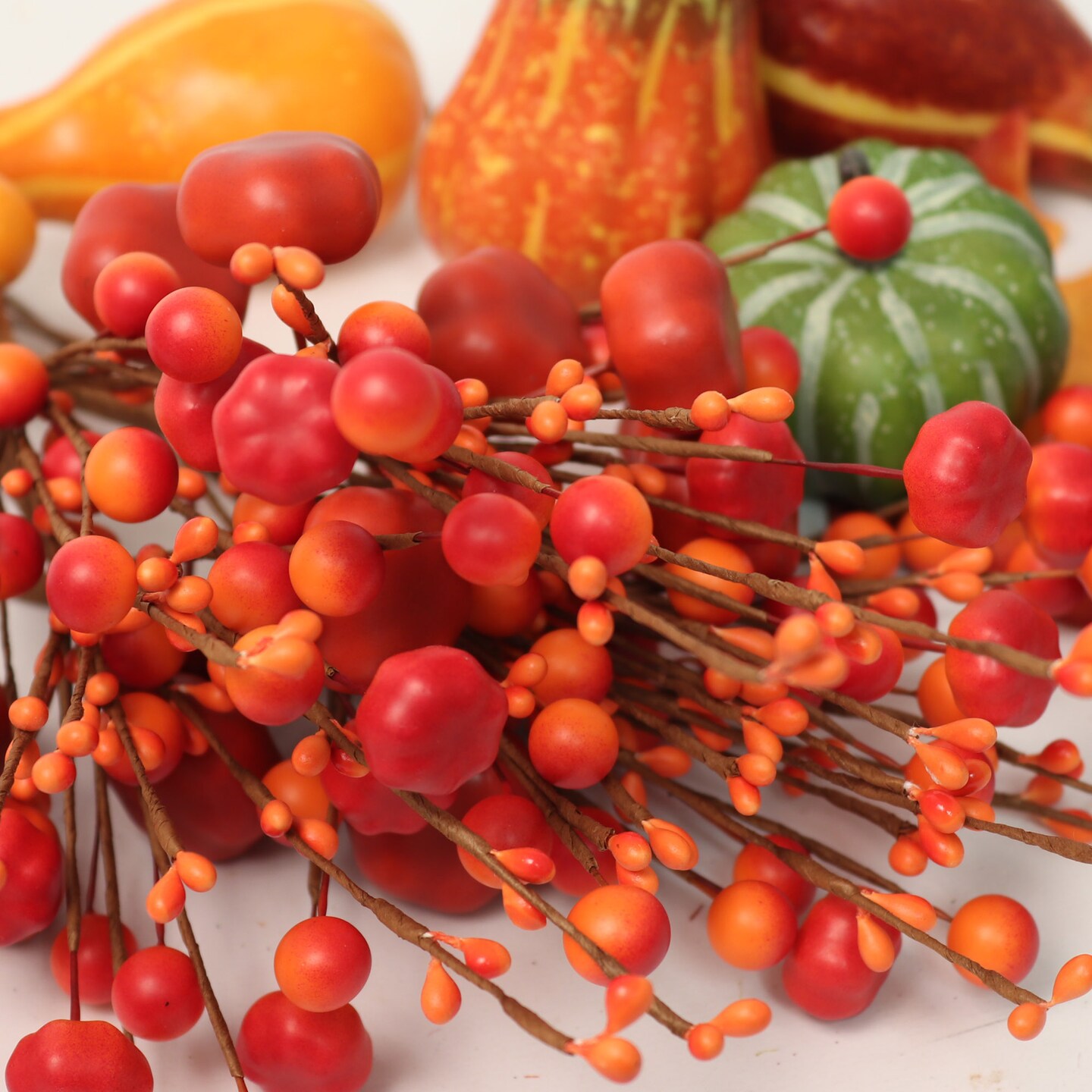 Set of 8: Artificial Orange Pumpkin Picks | 11-Inch | Mini Fall Berry Picks | Autumn Accents | for Arrangements | Parties &#x26; Events | Home &#x26; Office Decor