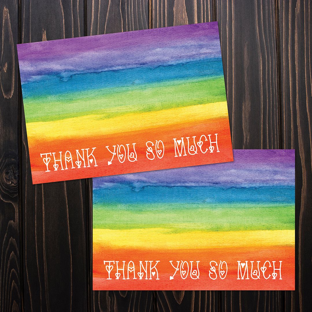 Great Papers! Thank You Note Card and White Envelope, Rainbow Love, 4.75" x 3.375"(folded), 20 count