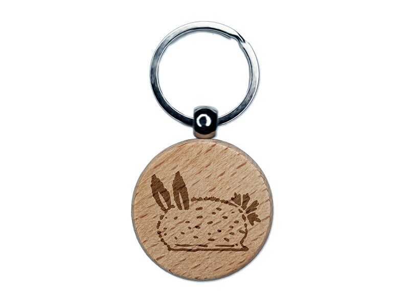 Sea Bunny Nudibranch Engraved Wood Round Keychain Tag Charm
