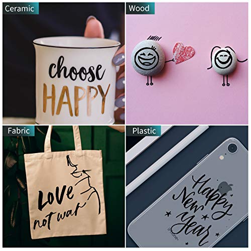 Black Acrylic Paint pens (6 Pack) Variety Pack - Extra Fine 0.7MM & Medium Tip 2-3MM - Water Based Paint Markers for Rock Painting, Stone, Ceramic, Glass, Wood, Canvas (BLACK)