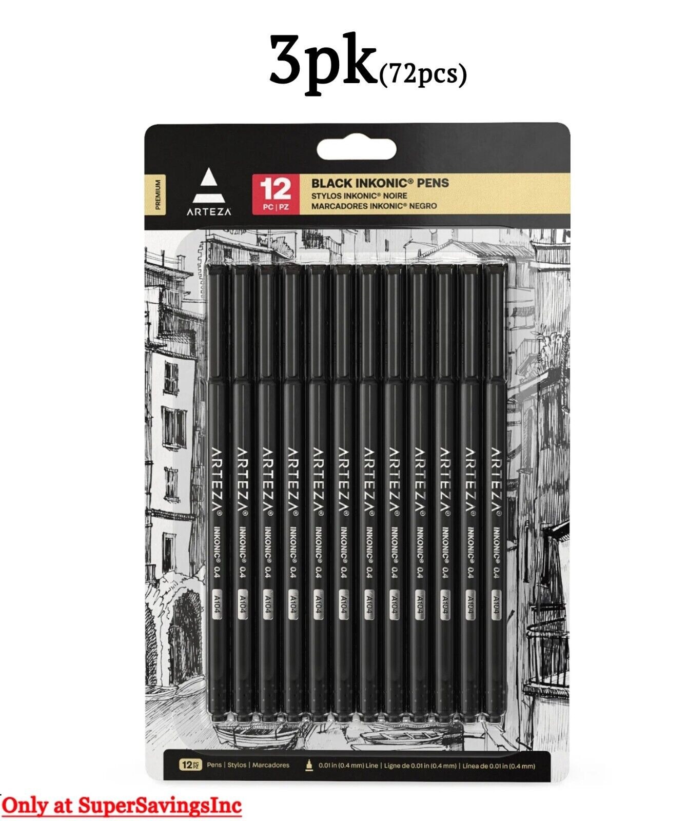 12-Pack Black Inkonic Fineliner Pens for Sketching and Art Notes