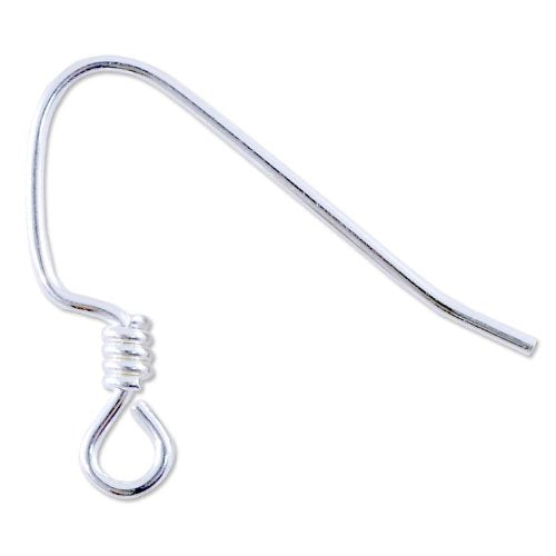 JewelrySupply Sterling Silver Fish Hook Earring Wires with Coil (1 Pair of  Sterling Silver Earrings)