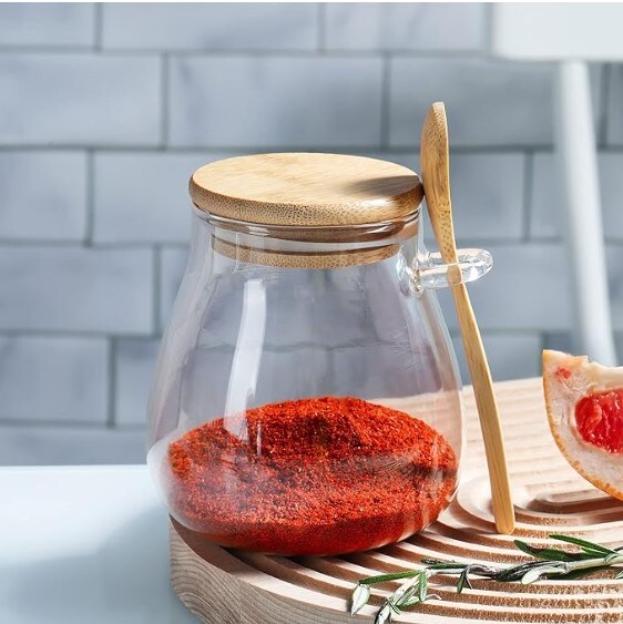 Glass Spice Jars with Bamboo Lids - Thumbnail 4