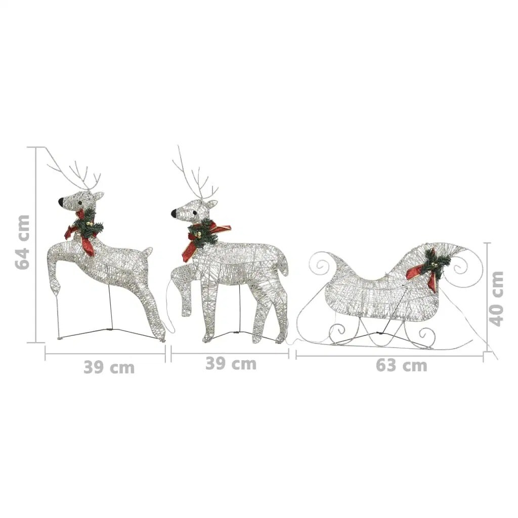 Outdoor Gold Christmas Decoration with 60 LEDs - Reindeer &#x26; Sleigh