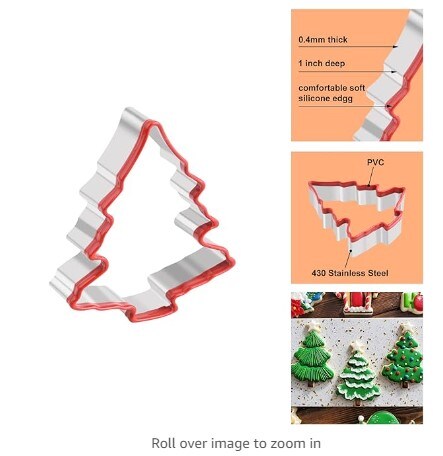 3pcs Stainless Steel Cookie Cutters - Christmas Tree Cookie Cutter Set 2&#x22; 3&#x22; 4&#x22; Large Tree Shape Fondant Cutter for Holiday and Party Decoration, Baking, and Cookies