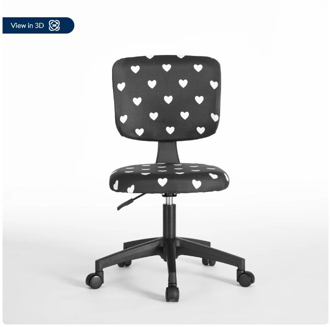Black and White Hearts Swivel Mesh Task Desk Office Chair