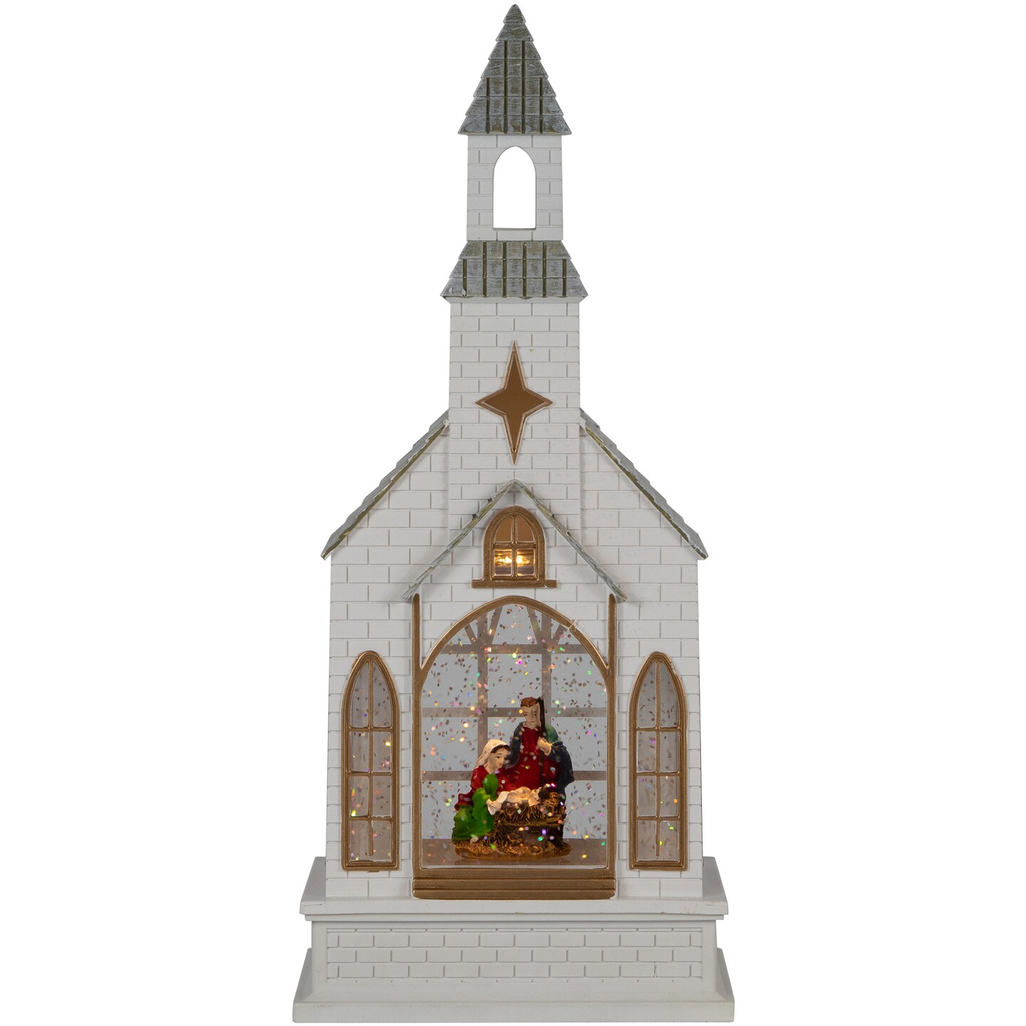 Northlight LED Lighted Holy Family Church Scene Christmas Snow Globe - 12"