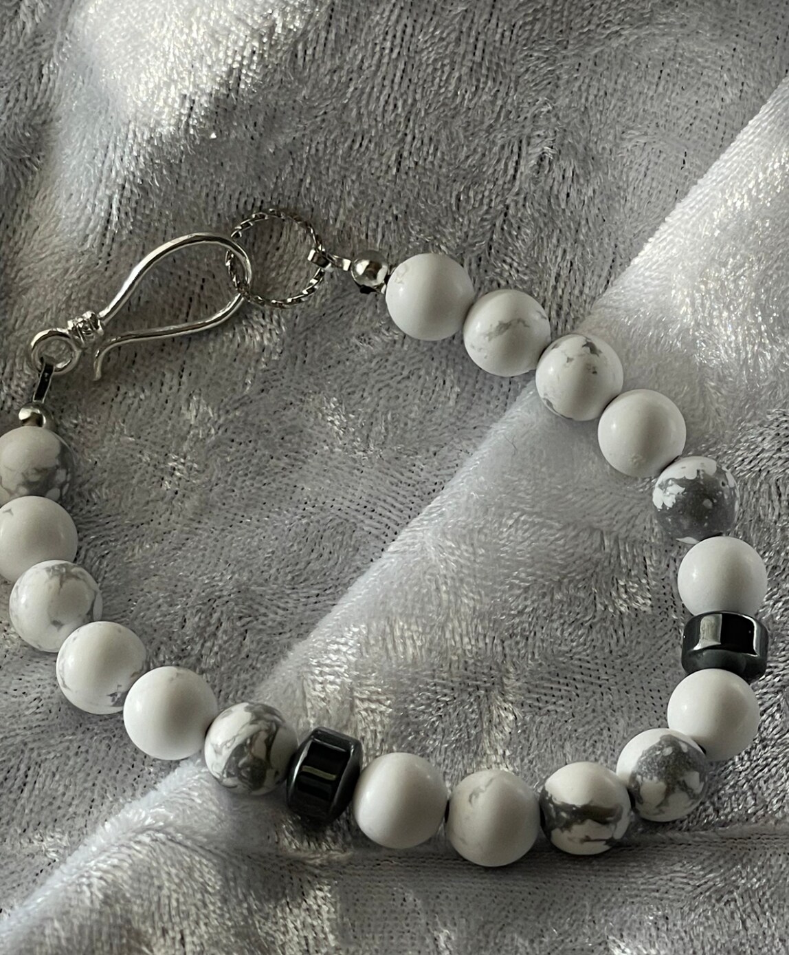 Howlite with Lava Paired Bracelet