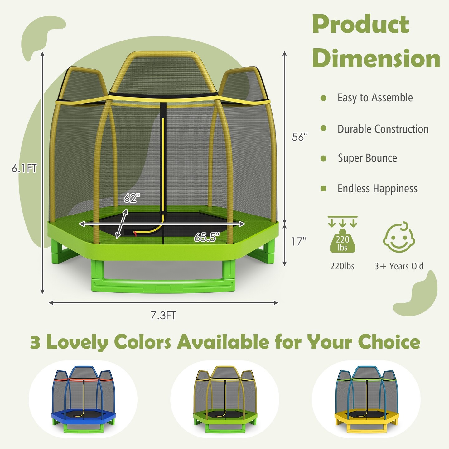7 Feet Kids Recreational Bounce Jumper Trampoline